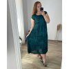 Šaty volnočasové krátký rukáv dámské nadrozměr (52/54 ONE SIZE) ITALSKÁ MÓDA IMBM24B-23594/DU (Velikost 52/54, Barva světle modrá)