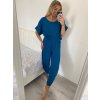 Souprava letní oversize tunika a kalhoty dámská (M/L/XL ONE SIZE) ITALSKÁ MÓDA IMD24033/DU (Velikost M/L, Barva modrá petrolejová)