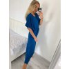 Souprava letní oversize tunika a kalhoty dámská (M/L/XL ONE SIZE) ITALSKÁ MÓDA IMD24033/DU (Velikost M/L, Barva modrá petrolejová)
