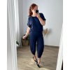 Souprava letní oversize tunika a kalhoty dámská (M/L/XL ONE SIZE) ITALSKÁ MÓDA IMD24033/DU (Velikost M/L, Barva modrá petrolejová)