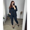 Souprava elegantní sako a kalhoty dámské nadrozměr (2XL-6XL) ITALSKÁ MÓDA IMWAD24041/DU (Velikost 2XL, Barva Černá)
