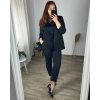 Souprava elegantní sako a kalhoty dámské nadrozměr (2XL-6XL) ITALSKÁ MÓDA IMWAD24041/DU (Velikost 2XL, Barva Černá)