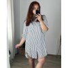 Košilová tunika 3/4 krátký rukáv dámská nadrozměr (52/54 ONE SIZE) ITALSKá MODA IMSM24STRIKE/DR (Velikost 52/54, Barva bílá)