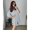Košilová tunika 3/4 krátký rukáv dámská nadrozměr (52/54 ONE SIZE) ITALSKá MODA IMSM24STRIKE/DR (Velikost 52/54, Barva bílá)