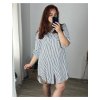 Košilová tunika 3/4 krátký rukáv dámská nadrozměr (52/54 ONE SIZE) ITALSKá MODA IMSM24STRIKE/DR (Velikost 52/54, Barva bílá)