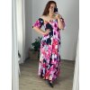 Šaty dlouhé letní carmen dlouhý rukáv dámské nadrozměr (48/50 ONE SIZE) ITALSKÁ MÓDA IMWEC24089/DUR (Velikost 48/50, Barva růžová)