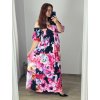 Šaty dlouhé letní carmen dlouhý rukáv dámské nadrozměr (48/50 ONE SIZE) ITALSKÁ MÓDA IMWEC24089/DUR (Velikost 48/50, Barva růžová)