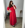 Šaty dlouhé mušelínové letní carmen dlouhý rukáv dámské nadrozměr (48/50 ONE SIZE) ITALSKÁ MÓDA IMWEC24151/DUR (Velikost 48/50, Barva červená)