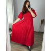 Šaty dlouhé mušelínové letní carmen dlouhý rukáv dámské nadrozměr (48/50 ONE SIZE) ITALSKÁ MÓDA IMWEC24151/DUR (Velikost 48/50, Barva červená)