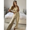 Souprava letní top a kalhoty dámské (S/M ONE SIZE) ITALSKá MóDA IM324150/DU (Velikost S/M/L, Barva béžová)