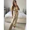 Souprava letní top a kalhoty dámské (S/M ONE SIZE) ITALSKá MóDA IM324150/DU (Velikost S/M/L, Barva béžová)