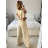 Souprava letní top a kalhoty dámské (S/M ONE SIZE) ITALSKá MóDA IM324150/DU (Velikost S/M/L, Barva béžová)