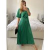 Šaty dlouhé elegantní saténové skládané krátký rukáv dámské (S/M/L ONE SIZE) ITALSKÁ MÓDA IMWCL24146/DU (Velikost S/M/L, Barva modrá královská)