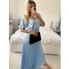 Šaty dlouhé elegantní saténové skládané krátký rukáv dámské (S/M/L ONE SIZE) ITALSKÁ MÓDA IMWCL24146/DU (Velikost S/M/L, Barva modrá královská)