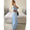 Šaty dlouhé elegantní saténové skládané krátký rukáv dámské (S/M/L ONE SIZE) ITALSKÁ MÓDA IMWCL24146/DU (Velikost S/M/L, Barva modrá královská)