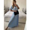 Šaty dlouhé elegantní saténové skládané krátký rukáv dámské (S/M/L ONE SIZE) ITALSKÁ MÓDA IMWCL24146/DU (Velikost S/M/L, Barva modrá královská)