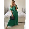 Šaty dlouhé elegantní saténové skládané krátký rukáv dámské (S/M/L ONE SIZE) ITALSKÁ MÓDA IMWCL24146/DU (Velikost S/M/L, Barva modrá královská)