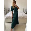Šaty dlouhé elegantní saténové skládané krátký rukáv dámské (S/M/L ONE SIZE) ITALSKÁ MÓDA IMWCL24146/DU (Velikost S/M/L, Barva modrá královská)