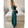 Šaty dlouhé elegantní saténové skládané krátký rukáv dámské (S/M/L ONE SIZE) ITALSKÁ MÓDA IMWCL24146/DU (Velikost S/M/L, Barva modrá královská)