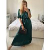 Šaty dlouhé elegantní saténové skládané krátký rukáv dámské (S/M/L ONE SIZE) ITALSKÁ MÓDA IMWCL24146/DU (Velikost S/M/L, Barva modrá královská)