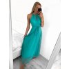 Šaty společenské elegantní bez rukávu dámské (S/M ONE SIZE) ITALSKÁ MÓDA IMPSH223590/DR (Velikost S/M/L, Barva zelená smaragdová)