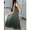 Šaty společenské elegantní bez rukávu dámské (S/M ONE SIZE) ITALSKÁ MÓDA IMPSH223590/DR (Velikost S/M/L, Barva zelená smaragdová)