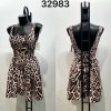 Šaty krátké letní na ramínka dámské (S/M/L ONE SIZE) ITALSKÁ MÓDA IMM24M32983B/DUR (Velikost M/L, Barva hnědá leopard)