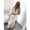 Šaty košilové krajkované s páskem bavlněné dámské (S/M ONE SIZE) ITALSKÁ MÓDA IMM23BR1837/DU (Velikost S/M/L, Barva bílá)