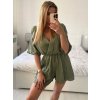 Overal krátký letní mušelín krátký rukáv dámský (S/M/L ONE SIZE) ITALSKÁ MÓDA IM424425/DU (Velikost M/L, Barva béžová)