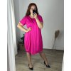 Šaty volnočasové krátký rukáv dámské nadrozměr (54/56 ONE SIZE) ITALSKá MóDA IM424152/DR (Velikost 54/56, Barva tmavě petrolejová)