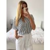 Košile krátký rukáv dámská proužek (S/M ONE SIZE) ITALSKÁ MÓDA IM724040/DUR (Velikost S/M/L, Barva tmavě modrá)