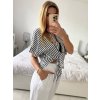 Košile krátký rukáv dámská proužek (S/M ONE SIZE) ITALSKÁ MÓDA IM724040/DUR (Velikost S/M/L, Barva tmavě modrá)