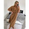 Šaty dlouhé mušelín krátký rukáv dámské (S/M/L ONE SIZE) ITALSKÁ MÓDA IMWBH24056/DU (Velikost M/L, Barva hnědá)