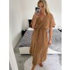 Šaty dlouhé mušelín krátký rukáv dámské (S/M/L ONE SIZE) ITALSKÁ MÓDA IMWBH24056/DU (Velikost M/L, Barva hnědá)