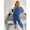 Souprava lněná kalhoty a tunika dámská (S/M/L ONE SIZE) ITALSKÁ MÓDA IMWAD24064/DU