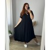 Šaty letní krátký rukáv dámské nadrozměr (56/58 ONE SIZE) ITALSKÁ MÓDA IMSM24017/DU (Velikost 56/58, Barva Černá)
