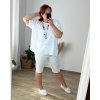 Tunika s přívěskem krátký rukáv dámská nadrozměr (54/56 ONE SIZE) ITALSKá MODA IM324STELA/DU (Velikost 54/56, Barva bílá)