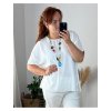 Tunika s přívěskem krátký rukáv dámská nadrozměr (54/56 ONE SIZE) ITALSKá MODA IM324STELA/DU (Velikost 54/56, Barva bílá)