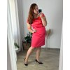 Šaty elegantní společenské bez rukávu dámské nadrozměr (42-52) POLSKÁ MÓDA PMF23ROSE-1/DR (Velikost 48, Barva růžová)