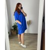 Šaty oversize s přívěškem krátký rukáv dámské nadrozměr bavlněné letní (56/58 ONE SIZE) ITALSKÁ MÓDA IM424381/DR (Velikost 56/58, Barva modrá královská)