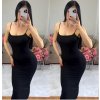 Šaty dlouhé elegantní letní na ramínka dámské (S/M ONE SIZE) ITALSKÁ MÓDA IMM24M55571/DUR (Velikost S/M/L, Barva Černá)