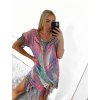 Tunika přehoz oversize plážový přes plavky krátký rukáv dámská (S/M/L ONE SIZE) ITALSKÁ MÓDA  IMM24SPM0020/DUR (Velikost M/L, Barva _Mix barev)