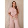 Černá halenka + kalhoty set s náhrdelníkem