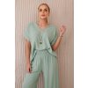 Černá halenka + kalhoty set s náhrdelníkem