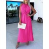 Šaty dlouhé elegantní bez rukávu dámské (S/M/L ONE SIZE) ITALSKÁ MÓDA IMWCN24065/DUR (Velikost M/L, Barva světle modrá)