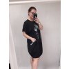 Šaty krátký rukáv dámská nadrozměr (3XL/4XL/5XL ONE SIZE) ITALSKá MóDA IM422502LH/DR (Velikost 3XL/4XL, Barva Černá)