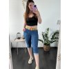 Kalhoty krátké 7/8 strečové riflové dámské (S/M ONE SIZE) ITALSKÁ MODA IM424BARKA/DR (Velikost M/L, Barva světle modrá)