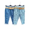 Kalhoty krátké 7/8 strečové riflové dámské (S/M ONE SIZE) ITALSKÁ MODA IM424BARKA/DR (Velikost M/L, Barva světle modrá)