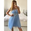 Šaty krátké společenské krátký rukáv dámské (S/M ONE SIZE) ITALSKÁ MÓDA IMPSH249129/DU (Velikost S/M/L, Barva světle modrá)