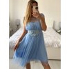 Šaty krátké společenské krátký rukáv dámské (S/M ONE SIZE) ITALSKÁ MÓDA IMPSH249129/DU (Velikost S/M/L, Barva světle modrá)